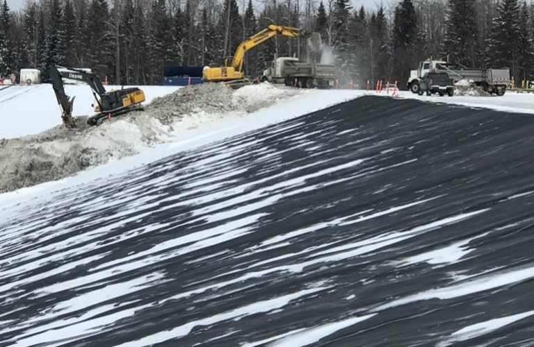 Snow removal on unlined areas is being completed with heavy equipment